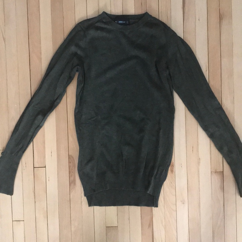Green Zara Sweater with Gold button Detail